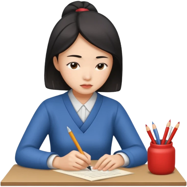 편지쓰는 동양인 여자 emoji