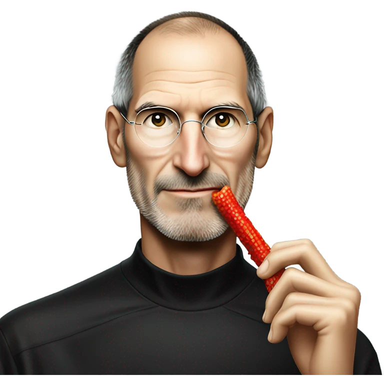 Steve Jobs eating a twizzler emoji