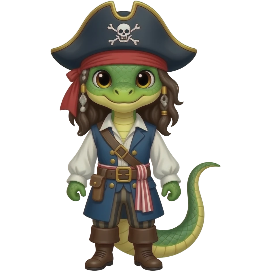 a snake in a Jack Sparrow costume emoji