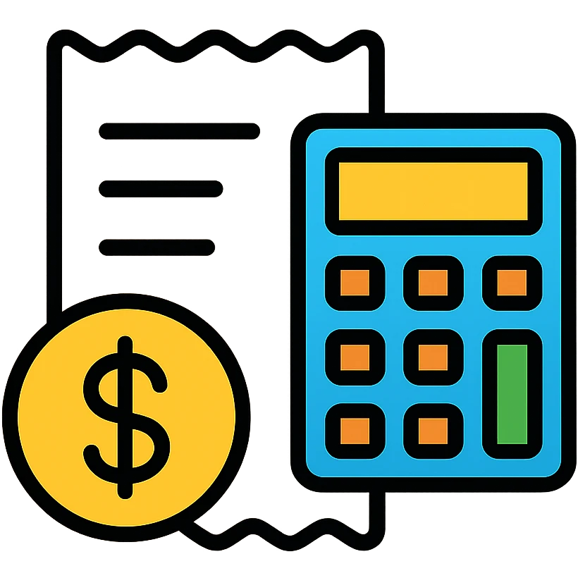 Receipt with calculator and dollar sign for expenses tracking emoji