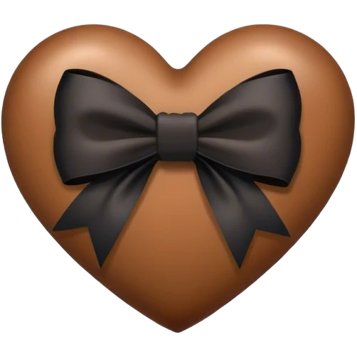 Brown heart with a black bow emoji