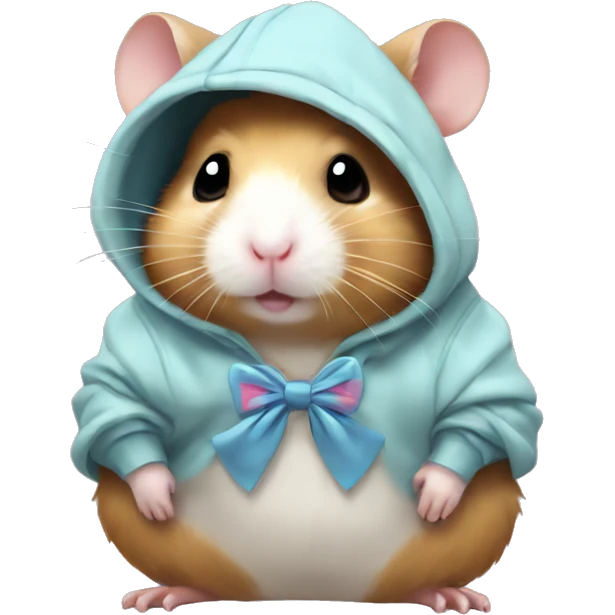 Hamster wearing a bow and a hoodie emoji