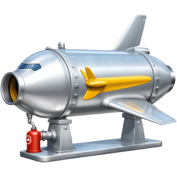 Airplane wing fuel tank being filled with jet fuel from under ground hydrant emoji