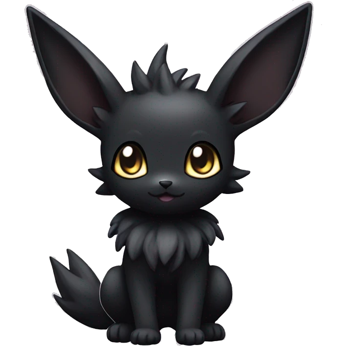 Dark Black Kawaii Eeveelution-Cute-Pokémon-fusion full body emoji