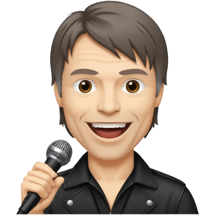 bruce dickinson, metal musician, singing with mirophone emoji