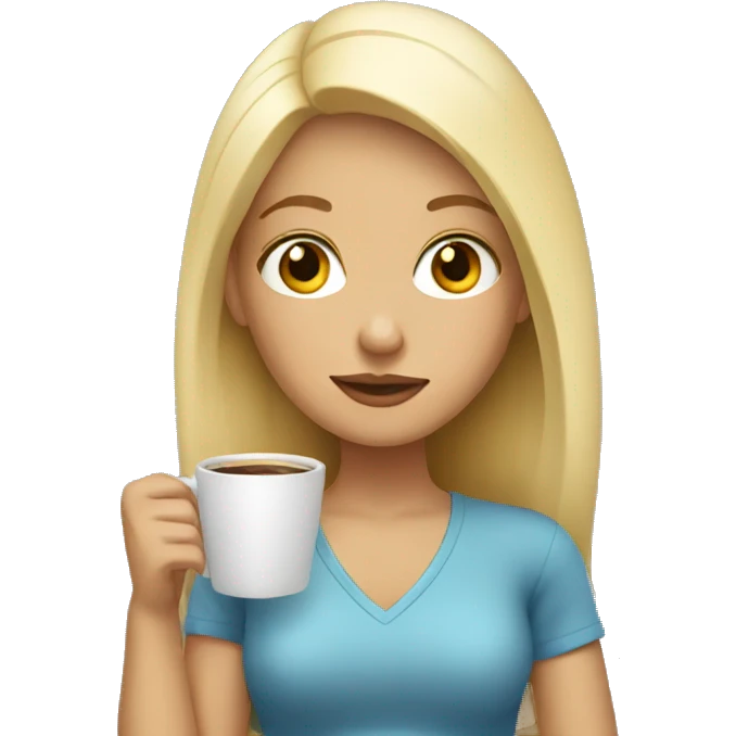blonde girl drinking coffee emoji