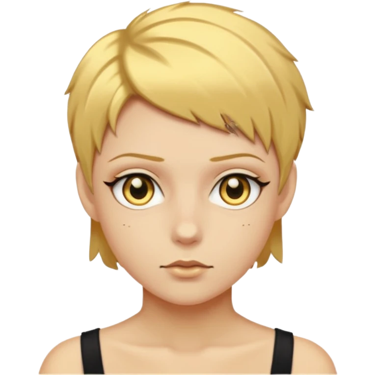 Gold eyes short gold hair slash on face emoji