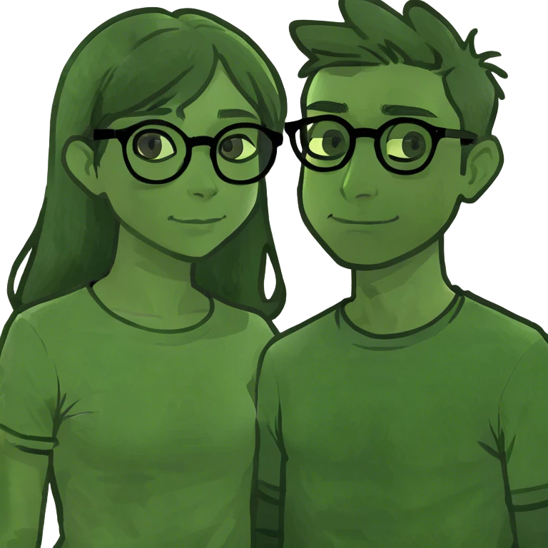 dark hair girl woth glasses and boy beside her emoji