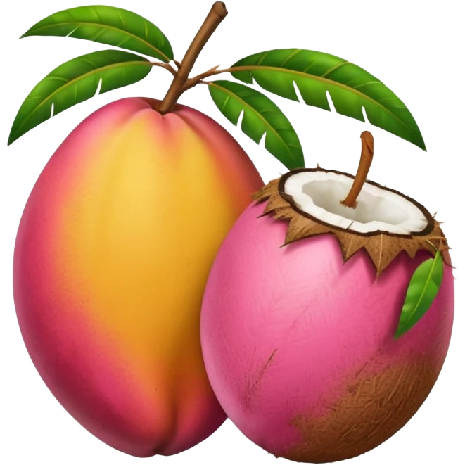mango rosa y coco emoji