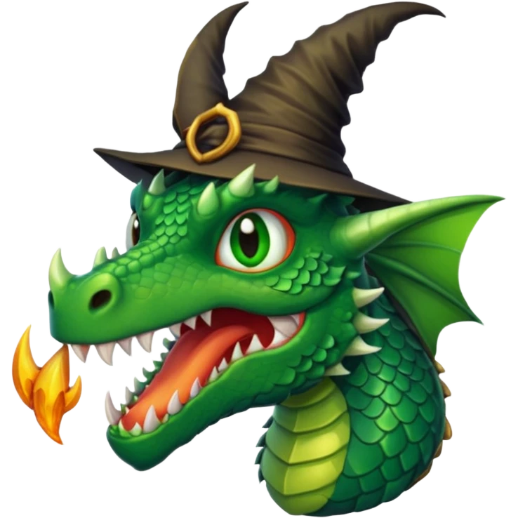 A dragon with a witch nose emoji