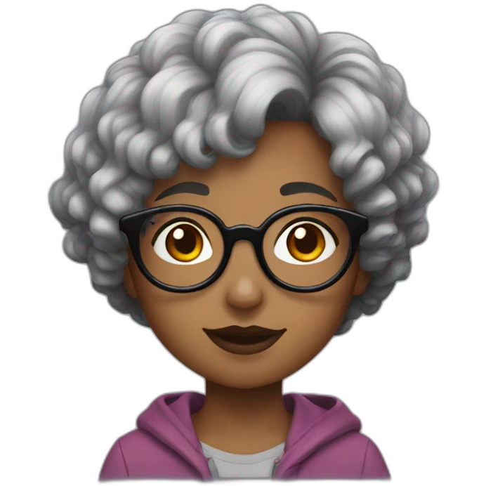 girl with short curly dark brown hair and harry potter glasses emoji