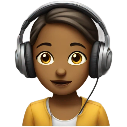 Small girl listening to music  emoji