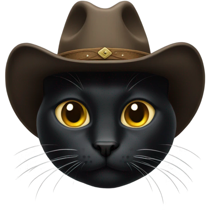 black cat wearing a cowboy hat emoji