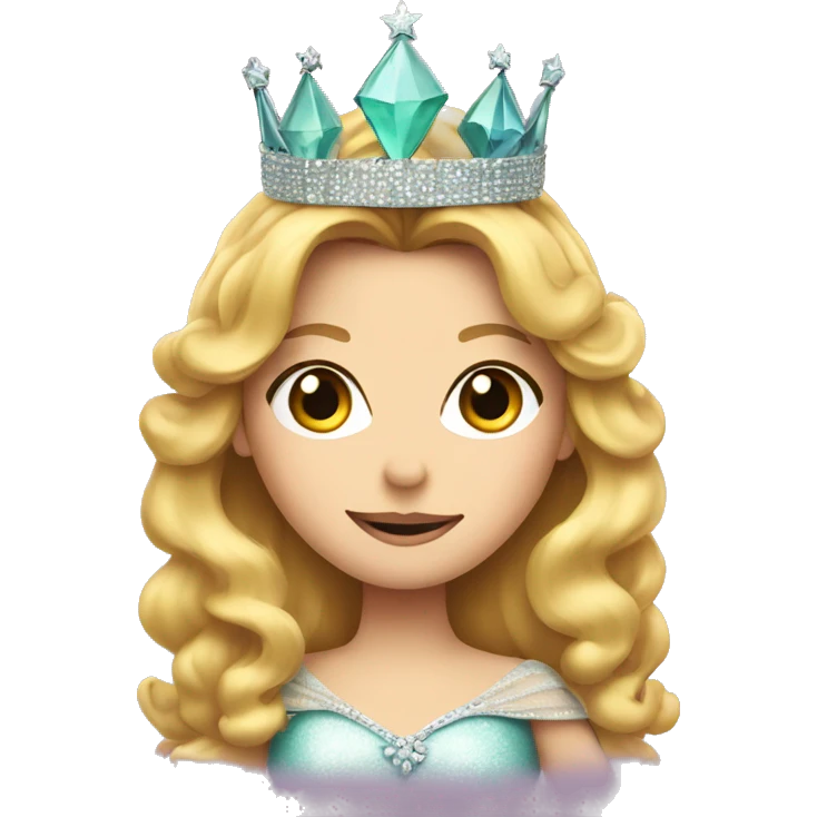 Glinda wearing a crown and holding her wand  emoji