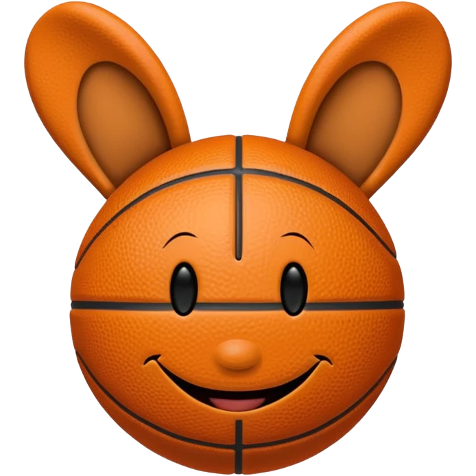 basketball with ears and smiley face emoji