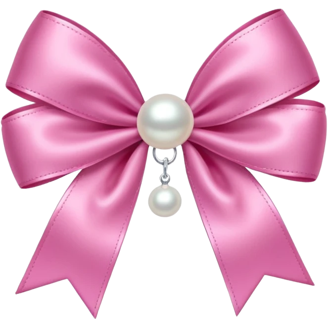 Pink bow with hanging pearl emoji