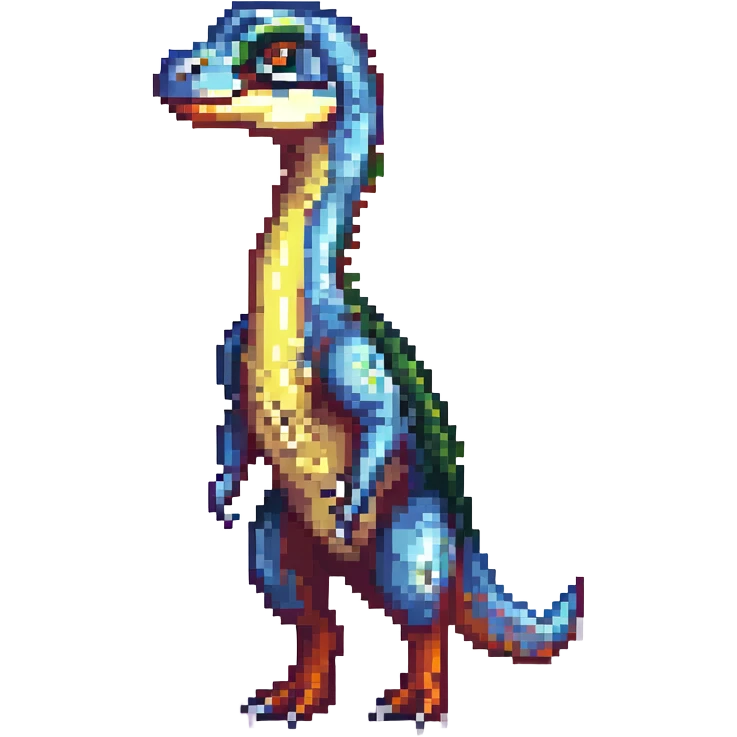 velociraptor, pixel art style, simple and colorful emoji