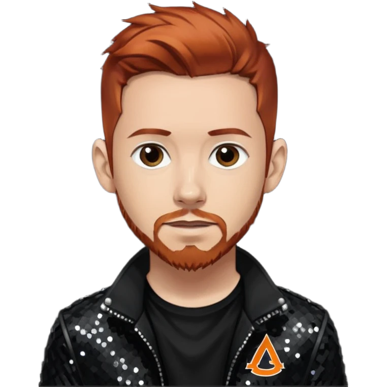 Dave Phoenix Farrell from Linkin Park with auburn hair, light skin, black sequin outfit emoji