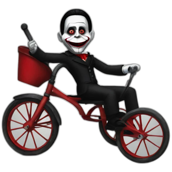 billy the puppet from saw in a tricycle emoji