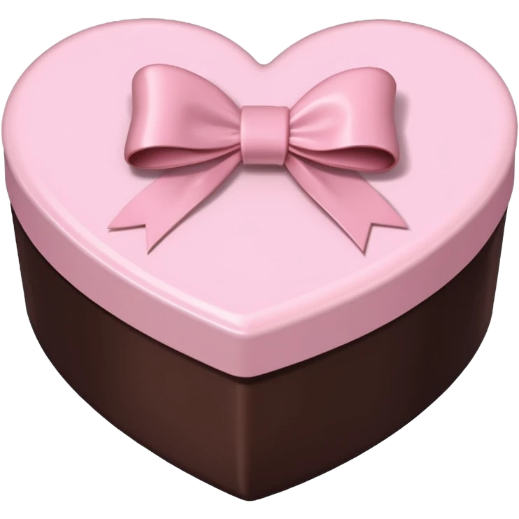 pale pink heart box, pale pink bow, filled with chocolates inside emoji