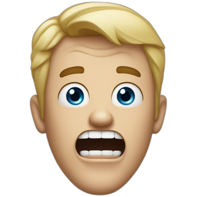 Crazy man, scream, no teeth, less hair, blue eye, мало волос, залысина emoji