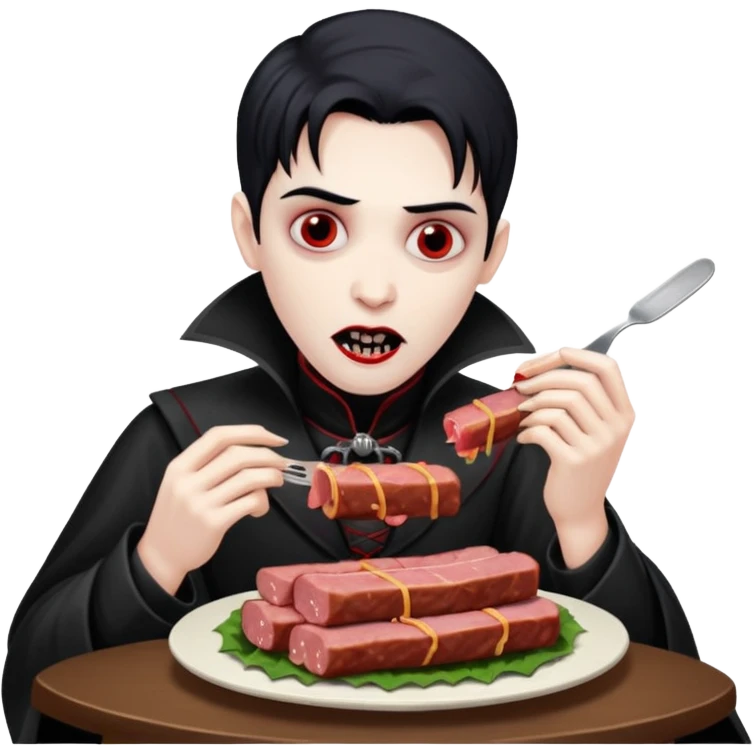 goth vampires eating a SPAM meat dinner emoji