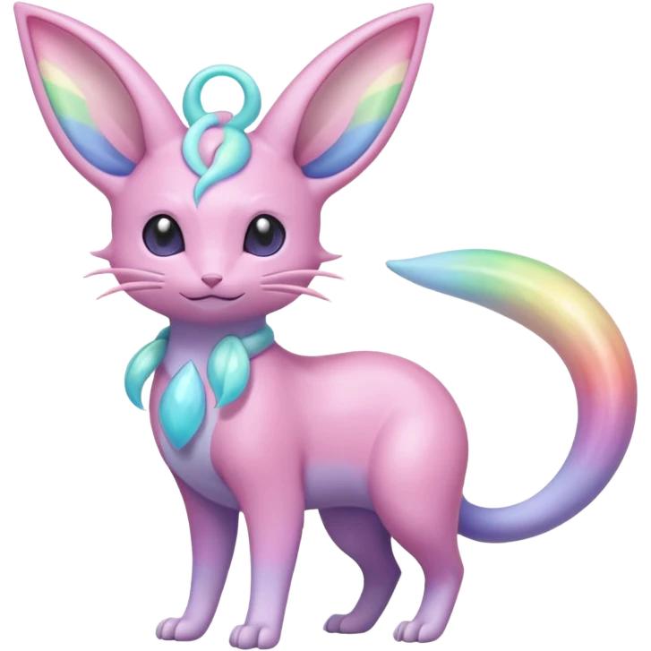 Opal-Pastel Rainbow-Glass Shiny Vapor-Soft Light-Framed Celestial Rattata-Espeon-Milotic-Fakémon-creature (full body) emoji