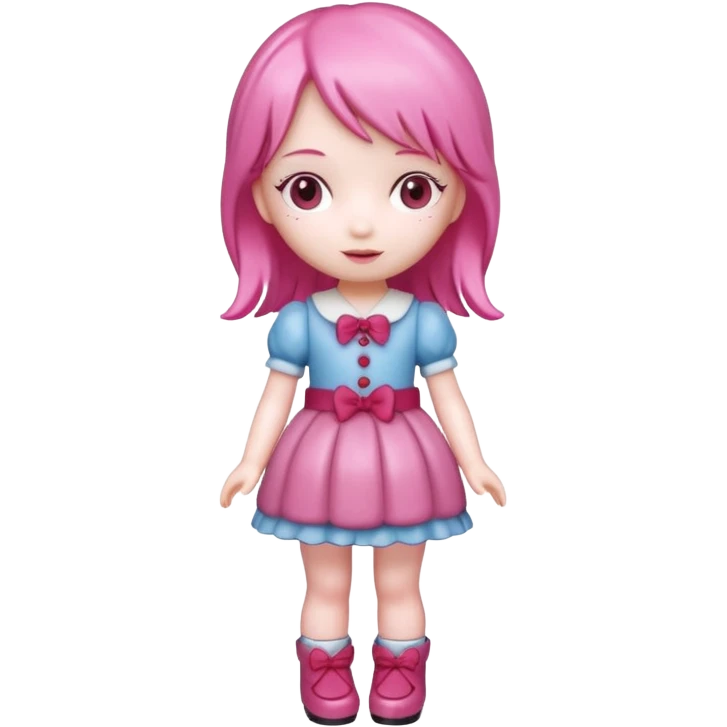 Isolated detaile illustration of the most modern raspberry torte doll figurine full body with pink hair emoji