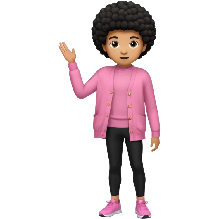 A caramel skin boy with a Afro weeding black leggings and a pink cardigan  emoji