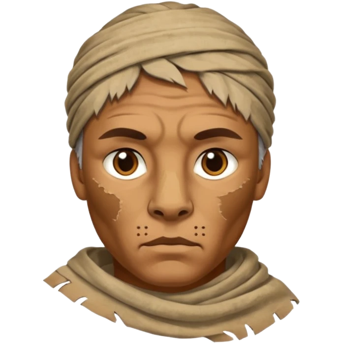ancient man bold head, tattered puma skin cloth emoji