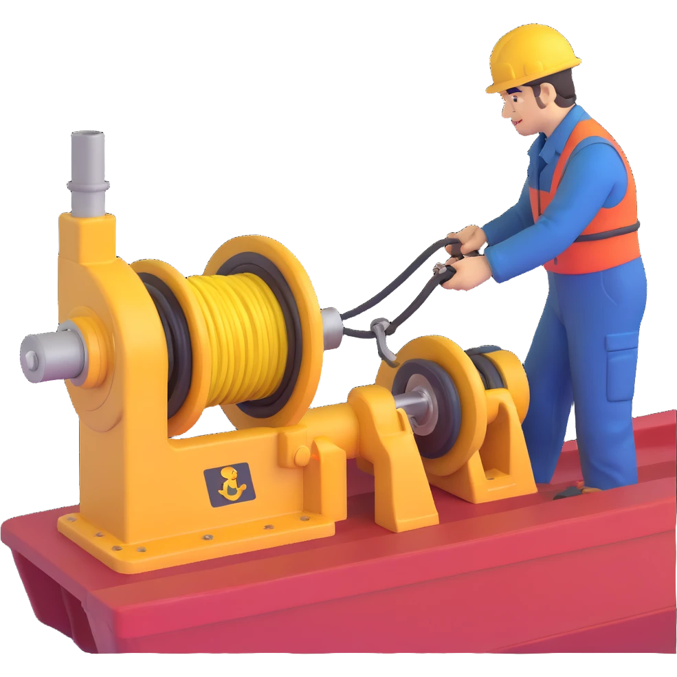 Detailed sequence showing winch operator on ship deck collecting sediment cores and passing to scientists emoji