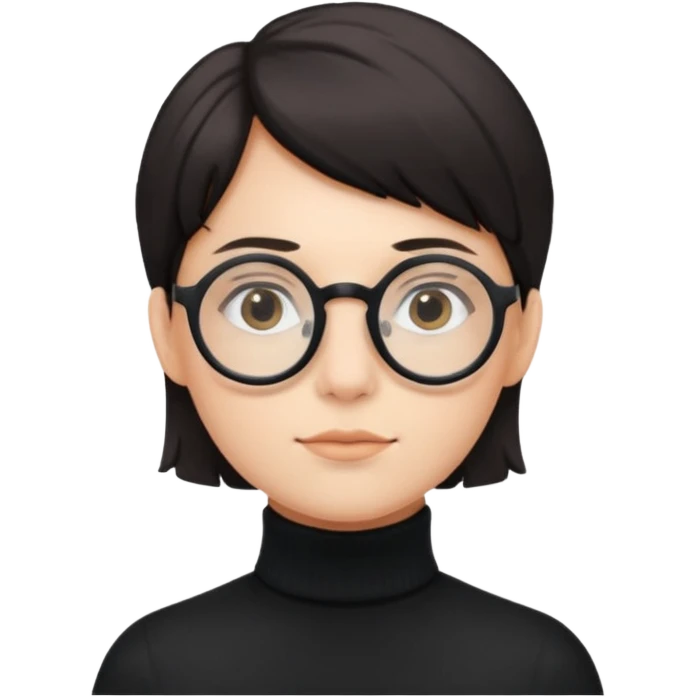 round glasses 검정 목폴라 emoji