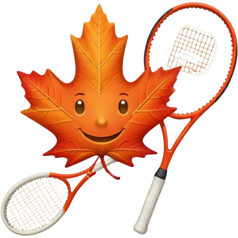 Smiling Maple leaf holding a tennis racket emoji