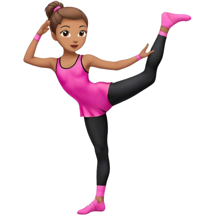 sport stretch dancer in black leotards and pink socks who talk emoji