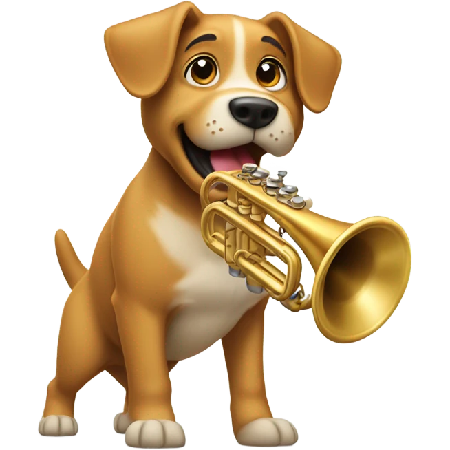 Dog playing trumpet emoji
