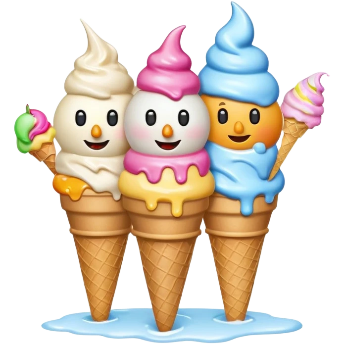 snowmen with ice cream emoji
