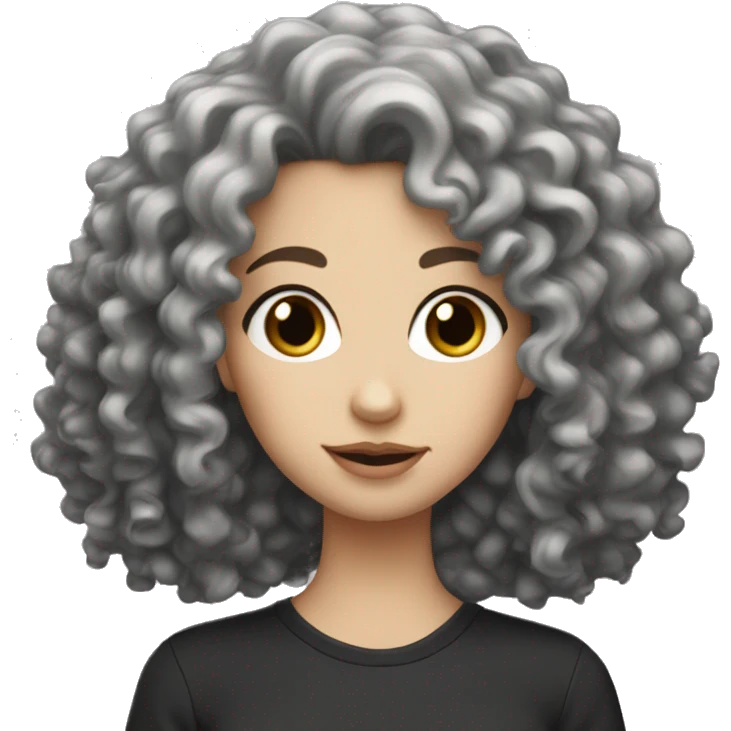 White girl with very curly black hair emoji