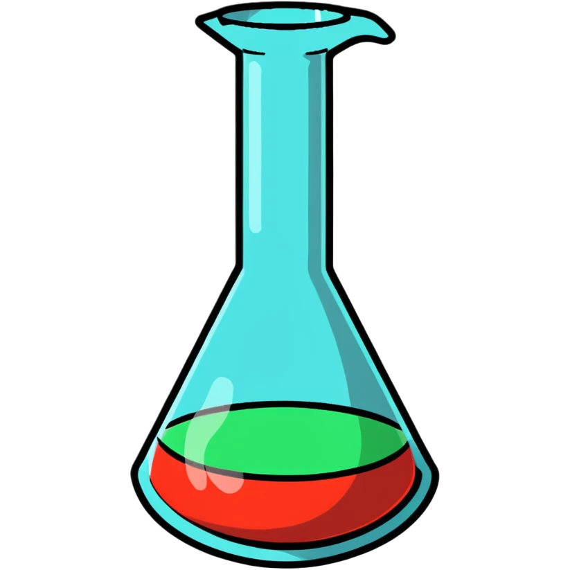 Chemistry beaker with periodic table elements emoji