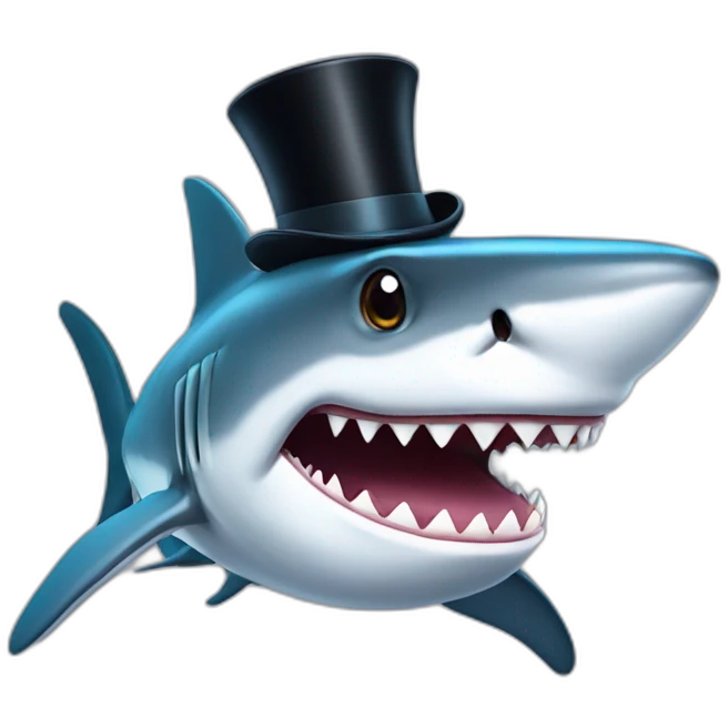 Shark with a top hat emoji
