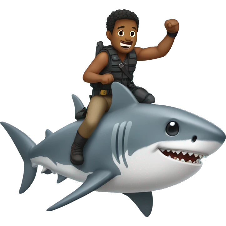 A Hero riding a Shark emoji