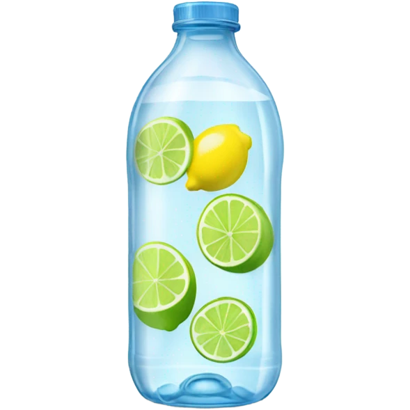 Clear glass bottle of water with lemon and lime wheels emoji