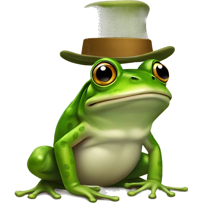 Frog with a hat ￼ emoji