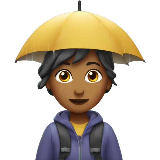 Fille sous la pluie montagne  emoji