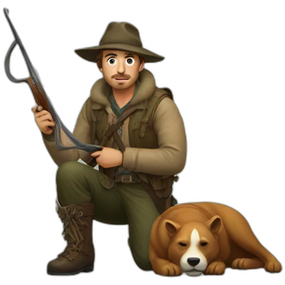 Hunter with dead sanglier emoji
