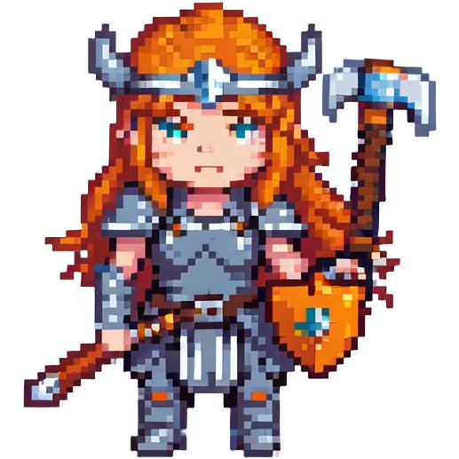valkyrie warrior from Clash Royale with orange hair and battle axe emoji