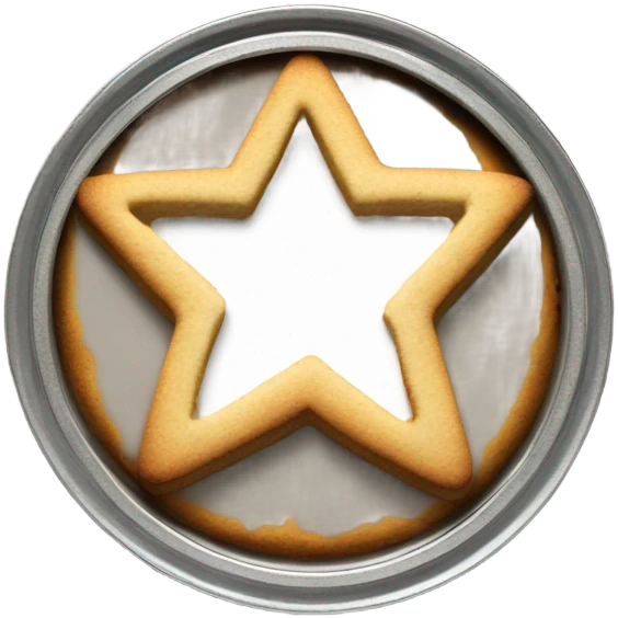 Circle cookie in metal tin with star shaped cutout in the middle emoji