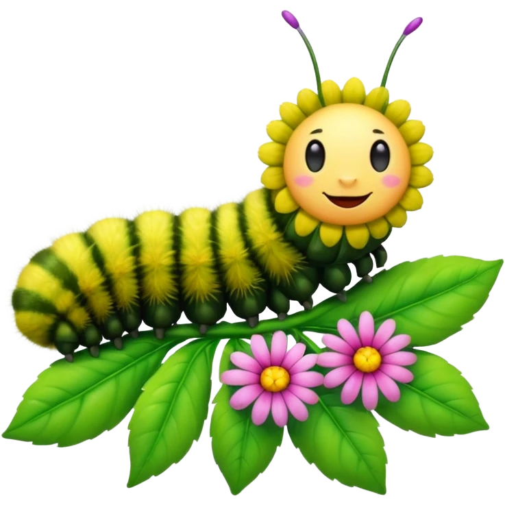 
caterpillar on flower emoji