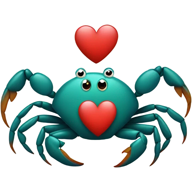 Crab holding a heart emoji