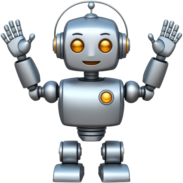a happy robot celebrating success emoji