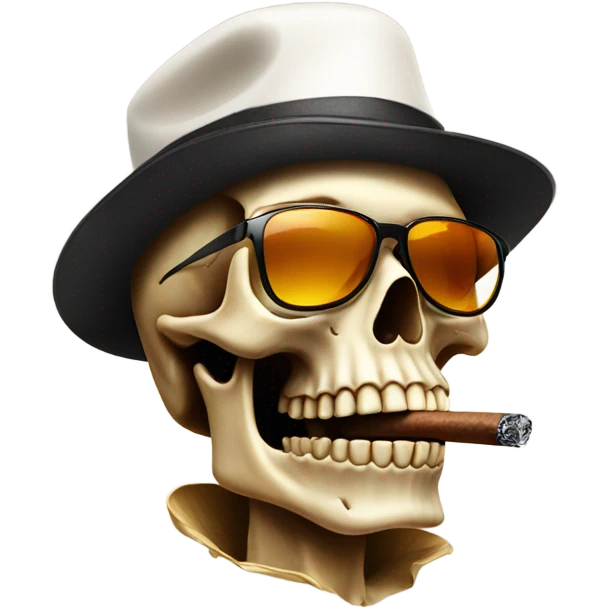 Skull with sunglasses, a cap with flow and smoking a cigar emoji